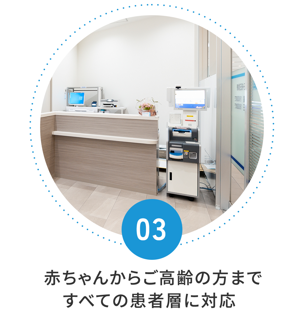 赤ちゃんからご高齢の方まですべての患者層に対応  