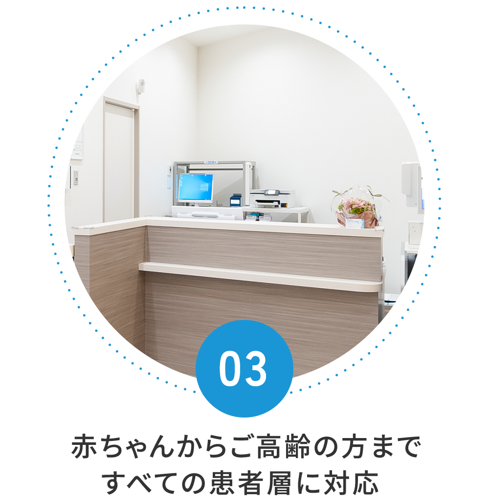 赤ちゃんからご高齢の方まですべての患者層に対応  